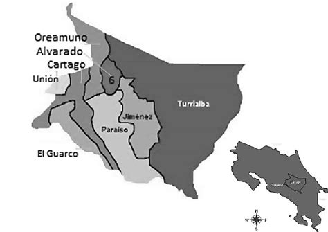 Mapa De La Provincia De Cartago Marcado Con El N Mero Se Localiza Al