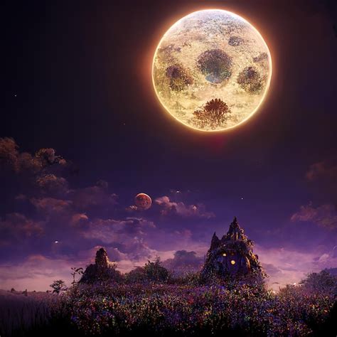 Premium Photo Mountain With Big Moon