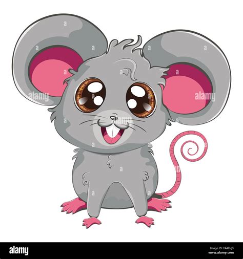 Cartoon kawaii anime grey mouse or rat design Stock Vector Image & Art - Alamy