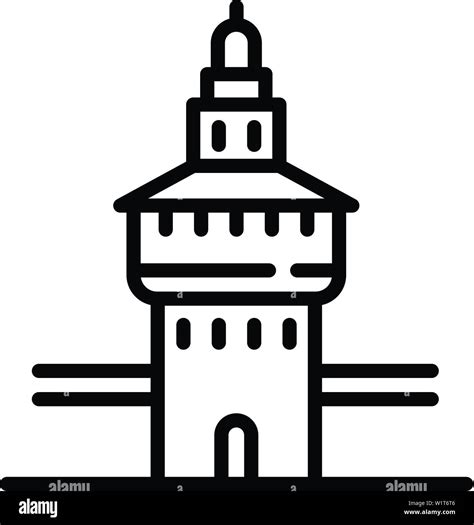 Sforza castle milan icon. Outline sforza castle milan vector icon for ...