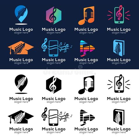 Set Of Collection Of Music Logos And Emblems Design Elements Made In