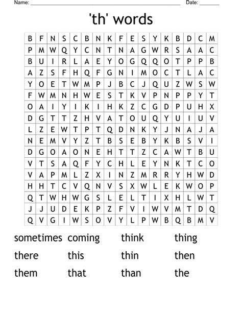 Th Words Word Search Wordmint