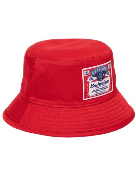 Budweiser Beer Label And All Over Ribbons Reversible Text Bucket Hat