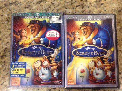 Beauty And The Beast Blu Ray DVD 2010 3 Disc Diamond Edition Authentic