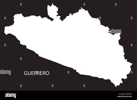 Guerrero Mexico Map Black Inverted Silhouette Stock Vector Image Art