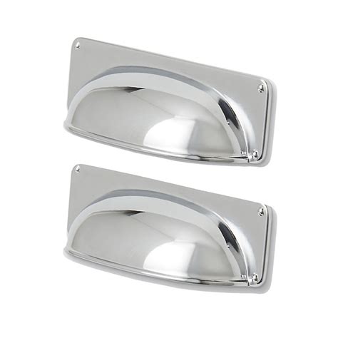 Goodhome Juniper Polished Silver Chrome Effect Cup Kitchen Cabinets Handle L96mm H30mm Pack