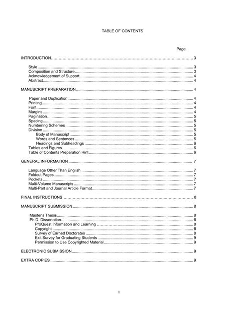 Free Printable Table Of Contents Templates - Blank TOC Examples [PDF]