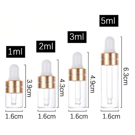 5pcs 1ml 2ml 3ml 5ml Frascos Conta Gotas De Vidro Transparente Mini