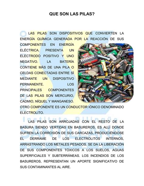 La Contaminacion De Las Pilas Pdf Descarga Gratuita