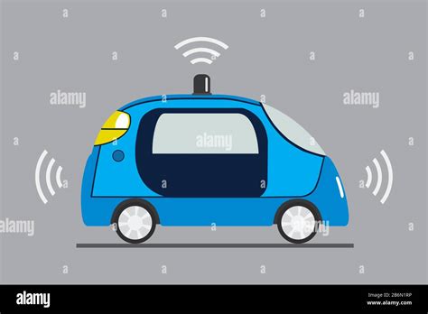 Autonomous Carself Driving Autoflat Vector Illustration Stock Vector