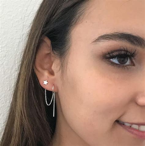 Double Piercing Earring Star And Moon Earrings Multiple Piercing