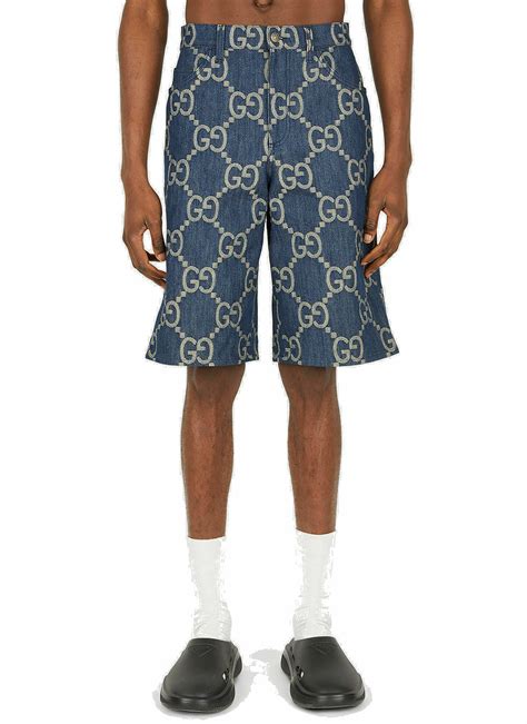 Gg Denim Bermuda Shorts In Blue Gucci