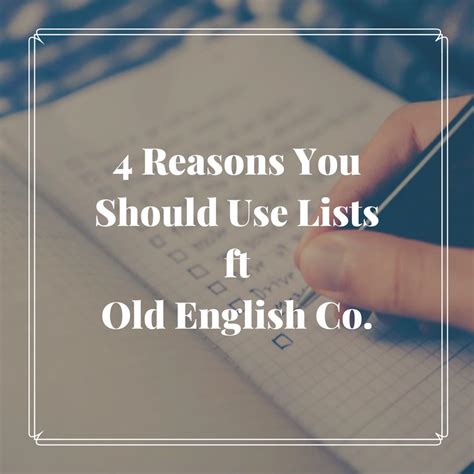 4 Reasons You Should Use Lists ft. Old English Co. – Fraser’s Fun House
