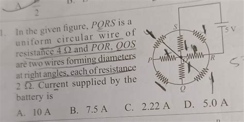 In The Given Figure Pqrs Is A Uniform Circular Wire Of Resistance 4Ω And