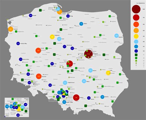 A Map Of The Largest Cities And Towns In Poland Over 20 000 Citizens