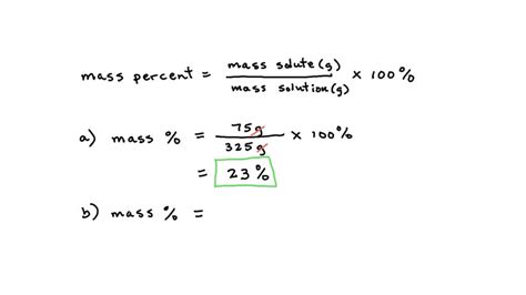 SOLVED Calculate The Mass Percent M M For The Solute In Each Of The