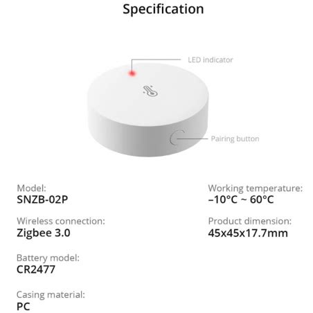 Sonoff Zigbee Temperature Humidity Sensor Snzb P