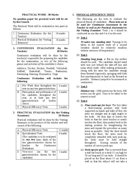 Isc Physical Education Syllabus 2023 For Class 11 Class 12