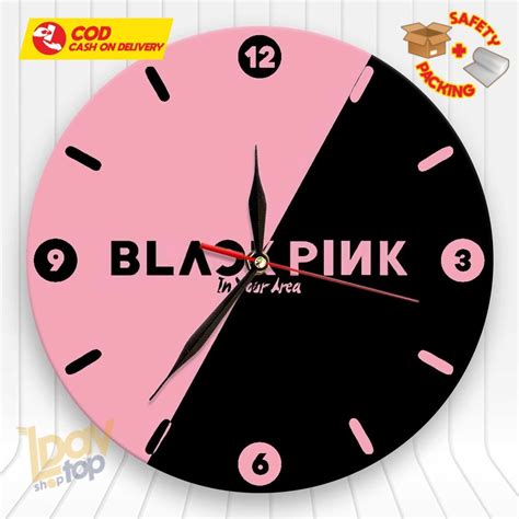 Jual Jam Dinding KPOP BLACK PINK KAYU MDF Unik BLACKPINK LOGO S1 08