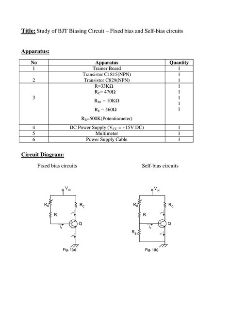 Solution Study Of Bjt Biasing Circuit Fixed Bias And Self Bias