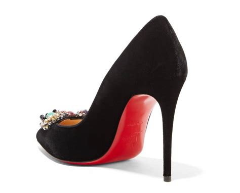 Christian Louboutin Iva Cora Embellished Velvet Point Toe Pumps Shoes Post