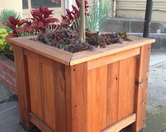 Items Similar To Rustic Reclaimed Recycled Redwood Planter Box With