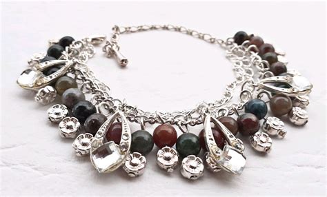 Pulseira Folheada Prata Jaspe Fancy Elo Produtos Especiais