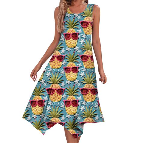 Ehtmsak Plus Size Dresses For Curvy Women Summer Hawaiian Tropical Palm