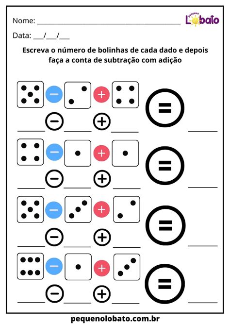 Atividades De Adição E Subtração Para Imprimir