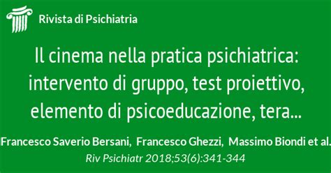 Il Cinema Nella Pratica Psichiatrica Intervento Di Gruppo Test