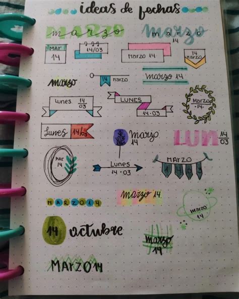 Ideas De Fechas Titulos Bonitos Para Apuntes Cuaderno De Notas