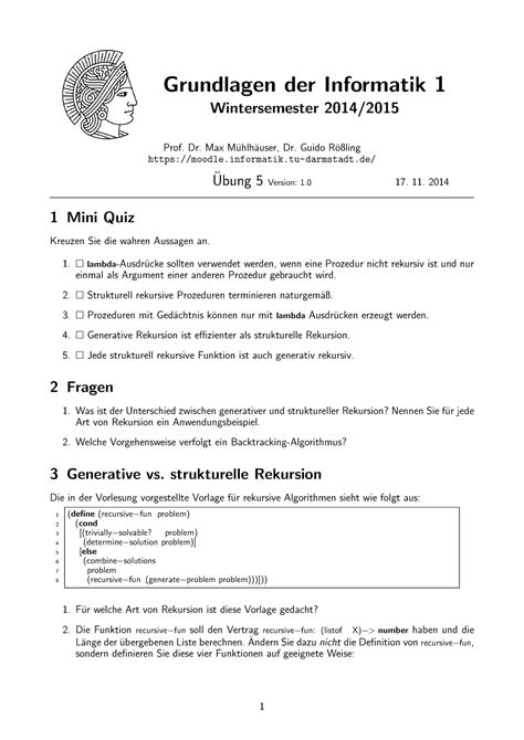 Wintersemester Bung Grundlagen Der Informatik