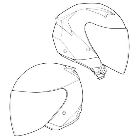 Download Set of Template Helmet half face, Line Art helmet Vector ...