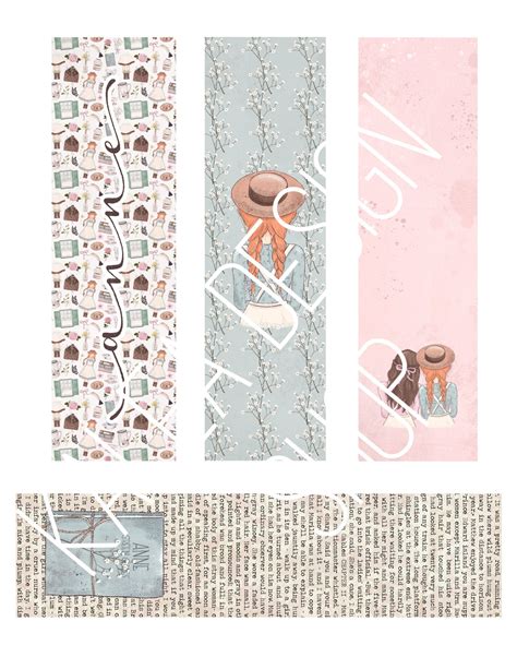 Anne Of Green Gables Printable Bookmarks Bookmarks 2x7 2x8 Etsy