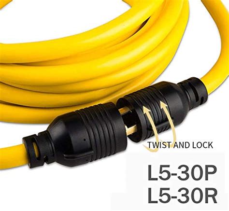 Yodotek 25ft Heavy Duty 3 Prong Generator Locking Power Cord Nema L5 30pl5 30r10 Gauge Sjtw