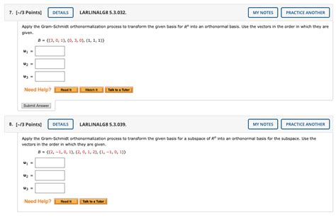 Solved 7 [ 3 Points Details Larlinalg8 5 3 032 My Notes