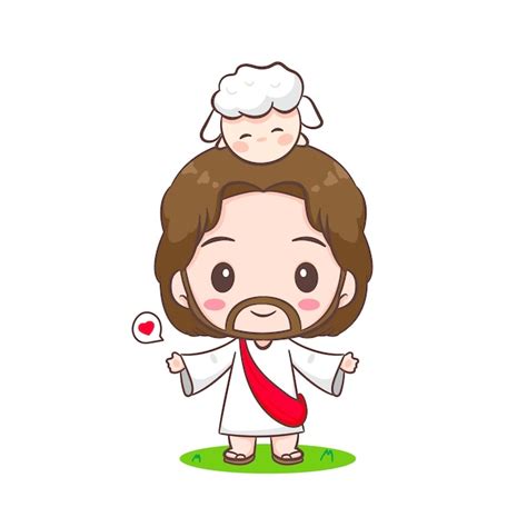 Premium Vector Cute Jesus Christ Cartoon Character Christian Religion