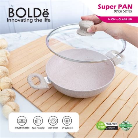 Wajan Tutup Kaca Bolde Super Pan Ear Kuping Wok Pan Granite Cm