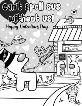Valentine's Day Among Us Coloring Sheet by Art with Ms C | TpT