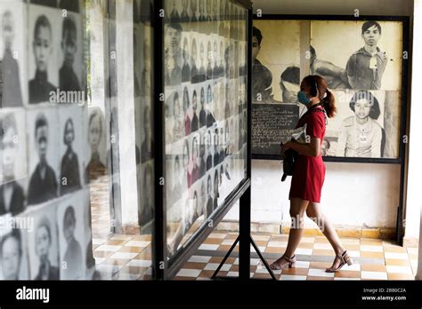 Tuol Sleng Genocide Museum Display Of Final Victim S Photographs In