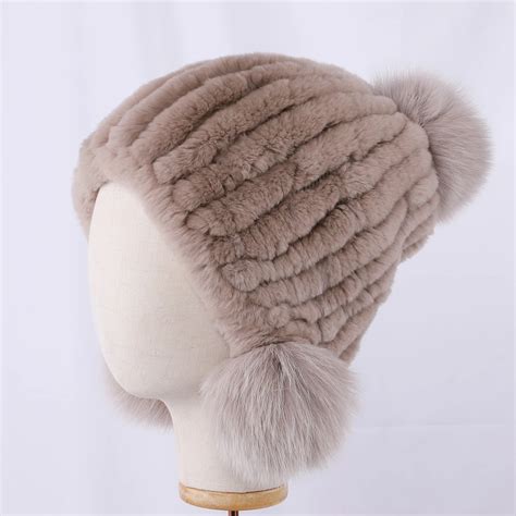 Sombrero De Piel De Conejo Rex Real Para Mujer Gorro Ruso Ushanka