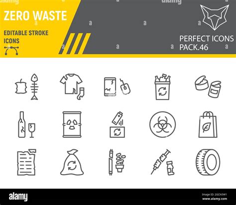 Zero Waste Line Icon Set Recycling Collection Vektorgrafiken Logo