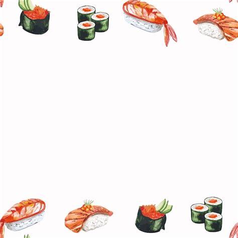 Illustration Aquarelle De Cadre De Crevettes Sushi Mod Le Sans Couture