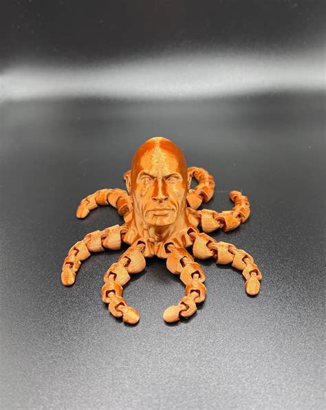 D Printed Rocktopus The Rock Articulated Fidget Dwayne Etsy