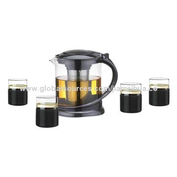 Buy Wholesale China Glass Tea Set With One Pot And Four Cups & Glass ...