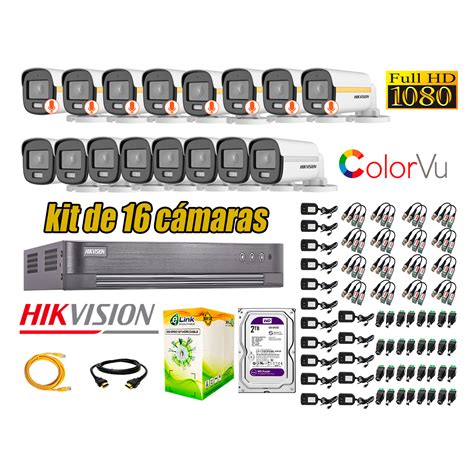 Ripley HIKVISION CÁMARAS SEGURIDAD EXTERIOR KIT 16 1080P COLORVU