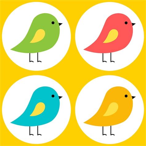 Pájaros coloridos Vector Premium