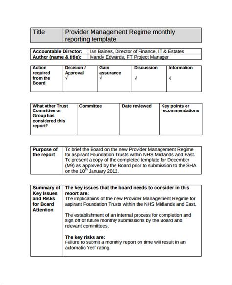 Free Sample Monthly Management Report Templates In Ms Word Apple