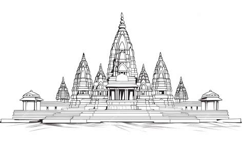 Premium Photo | A drawing of a temple with a drawing of a temple on it