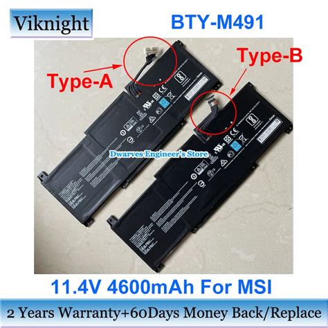 Genuine 11 4V 4600mAh BTY M491 Li Ion Battery For MSI Modern 15 A10RB